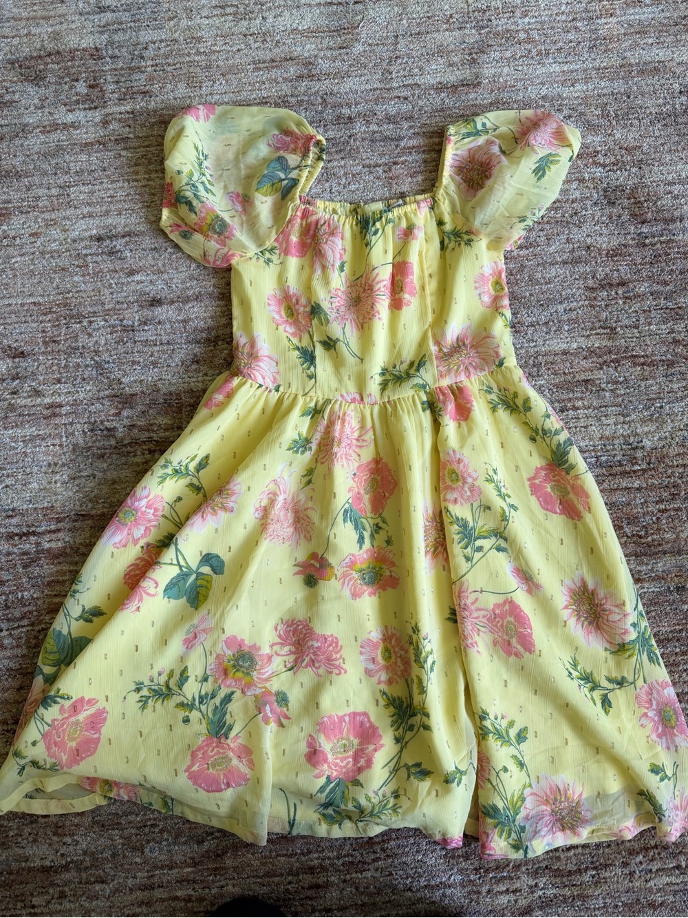 Nordstrom Yellow Floral Puff-Sleeve Sundress for Girls